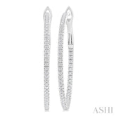 1/3 ctw Inside & Outside Round Cut Diamond Hoop Earring in 14K White Gold